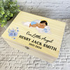 Medium Brunette Hair Baby Boy Blue Memorial Personalised Wooden Keepsake Box