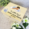 Medium Brunette Hair Baby Boy Blue Memorial Personalised Wooden Keepsake Box