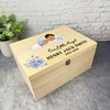 Medium Brunette Hair Baby Boy Blue Memorial Personalised Wooden Keepsake Box