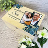 Memories Of Son Blue Floral Photos Memorial Personalised Wooden Keepsake Box