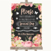 Chalkboard Style Pink Roses Don't Post Photos Online Social Media Wedding Sign