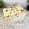 Retro Floral Birds Memories Of You Memorial Personalised Wooden Keepsake Box