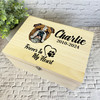 Bulldog Paw Print Heart Pet Memorial Personalised Wooden Memory Keepsake Box