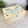 Angel Wings Blue In Loving Memory Memorial Personalised Wooden Keepsake Box