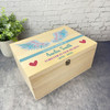 Angel Wings Blue In Loving Memory Memorial Personalised Wooden Keepsake Box