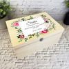 Sister Pink White Floral Memories Memorial Personalised Wooden Keepsake Box