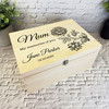 Mum Memories Of You Black Flower Memorial Personalised Wooden Keepsake Box