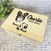 Papillon Dog Paw Print Heart Pet Memorial Personalised Wooden Keepsake Box