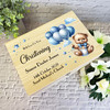 Blue Stars Teddy Bear Balloons Boys Christening Personalised Wooden Keepsake Box