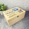 Blue Stars Teddy Bear Balloons Boys Christening Personalised Wooden Keepsake Box