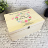 Pink Blue Floral Wreath Butterflies Christening Personalised Wooden Keepsake Box