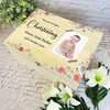 Peach Cream Floral Photo Boy Christening Personalised Wooden Memory Keepsake Box