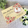 Watercolour Red Floral Round Photo Christening Personalised Wooden Keepsake Box