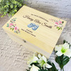 Floral Pink Blue Baby Shoes Christening Personalised Wooden Memory Keepsake Box