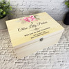 Watercolour With Love Pink Floral Christening Personalised Wooden Keepsake Box