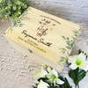 Teddy Bear Holding Balloons Gold Christening Personalised Wooden Keepsake Box