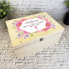 Floral Pink Cross On Your Christening Personalised Wooden Memory Keepsake Box