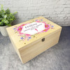 Floral Pink Cross On Your Christening Personalised Wooden Memory Keepsake Box