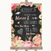 Chalkboard Style Pink Roses Guestbook Advice & Wishes Mr & Mrs Wedding Sign