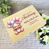 Pink Teddy Bear Balloons Girls Christening Personalised Wooden Keepsake Box