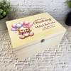 Pink Teddy Bear Balloons Girls Christening Personalised Wooden Keepsake Box