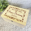 Dark Brown Floral Frame Christening Personalised Wooden Memory Keepsake Box