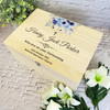 Watercolour Blue Floral Cross Christening Personalised Wooden Keepsake Box