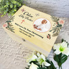 Watercolour Peach Round Photo Christening Personalised Wooden Keepsake Box