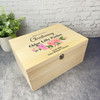 With Love Pink Floral Christening Personalised Wooden Memory Keepsake Box