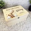 Teddy Bear Holding Balloon 4th Birthday Personalised Wooden Keepsake Storage Box