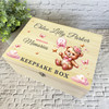 Pink Floral Teddy Bear Girls Any Age Birthday Personalised Wooden Keepsake Box