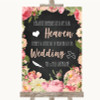 Chalkboard Style Pink Roses Heaven Loved Ones Personalised Wedding Sign