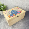 Cute Bunnies Happy Easter Hamper Gift Personalised Wooden Memory Keepsake Box