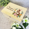 Watercolour Floral Bunny Easter Hamper Gift Personalised Wooden Keepsake Box