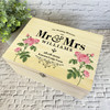 Vintage Pink Rose Mr & Mrs Memories Wedding Day Personalised Wooden Keepsake Box