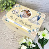 Mr & Mrs Blue Photo Wedding Day Memories Personalised Wooden Memory Keepsake Box