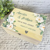 White Flowers Blue Memories Wedding Day Personalised Wooden Memory Keepsake Box