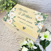 White Flowers Blue Memories Wedding Day Personalised Wooden Memory Keepsake Box