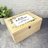 Green Leaves Floral Wedding Day Personalised Storage Wooden Memory Keepsake Box