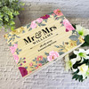 Retro Yellow Pink Floral Mr & Mrs Wedding Day Personalised Wooden Keepsake Box