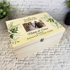 Watercolour Leaves Photo Memories Wedding Day Personalised Wooden Keepsake Box