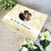 White Floral Pattern Photo Wedding Day Personalised Wooden Memory Keepsake Box