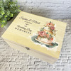 Watercolour Floral Wedding Cake Wedding Day Personalised Wooden Keepsake Box