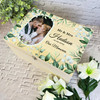 Watercolour Green Leaves Wedding Day Personalised Wooden Memory Keepsake Box