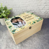 Watercolour Green Leaves Wedding Day Personalised Wooden Memory Keepsake Box