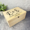 Black Floral Initials Wedding Day Memories Personalised Wooden Keepsake Box