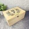 Floral Black Wedding Monogram Wedding Day Personalised Wooden Keepsake Box