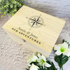 Compass Our Adventures Travelling Couple Personalised Wooden Memory Keepsake Box