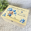 Blue Teddy Bear Boys 1st Year Special Memories Personalised Wooden Keepsake Box