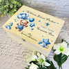 Blue Teddy Bear Boys 1st Year Special Memories Personalised Wooden Keepsake Box